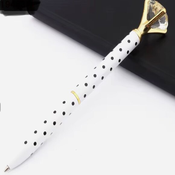 Black & White Diamond Topped Writing Pen - Picture 1 of 2